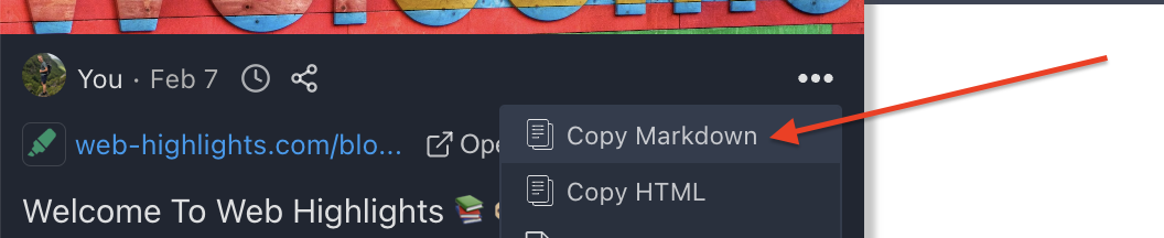 How to copy to markdown
